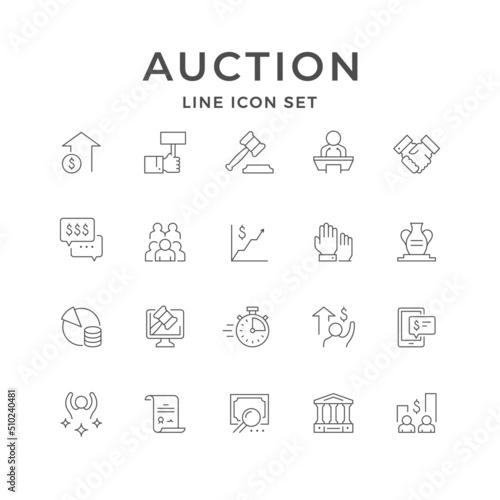 Set line icons of auction