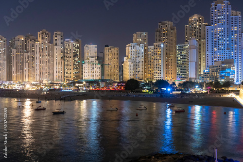 View of skyline of Marina dubai at night