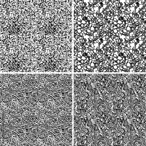 Set of 4 black and white abstract seamless patterns