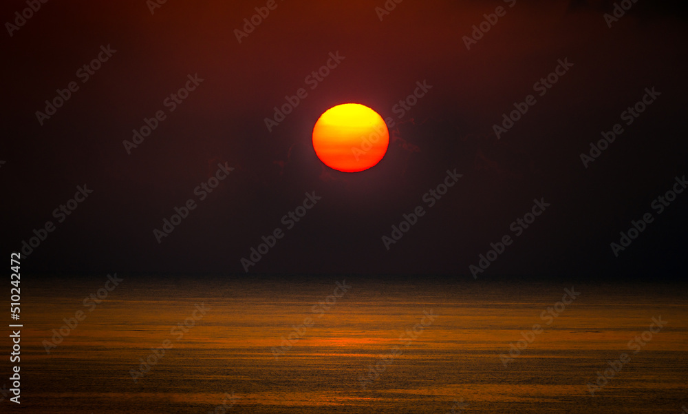 Red sunrise over the ocean Red sunrise over the ocean