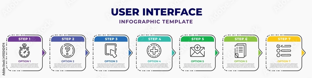 user interface infographic design template with stopwatches, round help ...