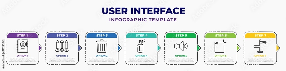 user interface infographic design template with contact notebook, abc ...