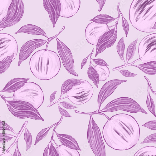 Creative seamless pattern with oranges. Oil paint effect. Bright summer print...