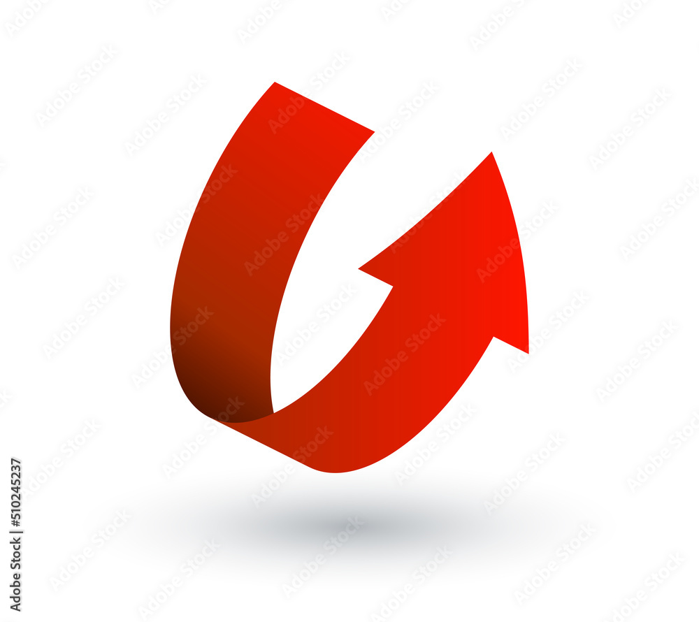 3D Arrow concept. Red symbol return to previous tab, go to page. Modern technologies and digital world, interface for developing applications and programs. Cartoon isometric vector illustration 3D Arrow concept. Red symbol return to previous tab, go to page. Modern technologies and digital world, interface for developing applications and programs. Cartoon isometric vector illustration
