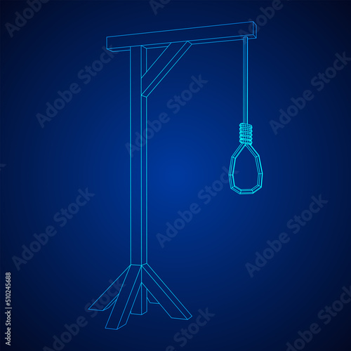 Gallows with Hanging rope. Place of execution in the Middle Ages