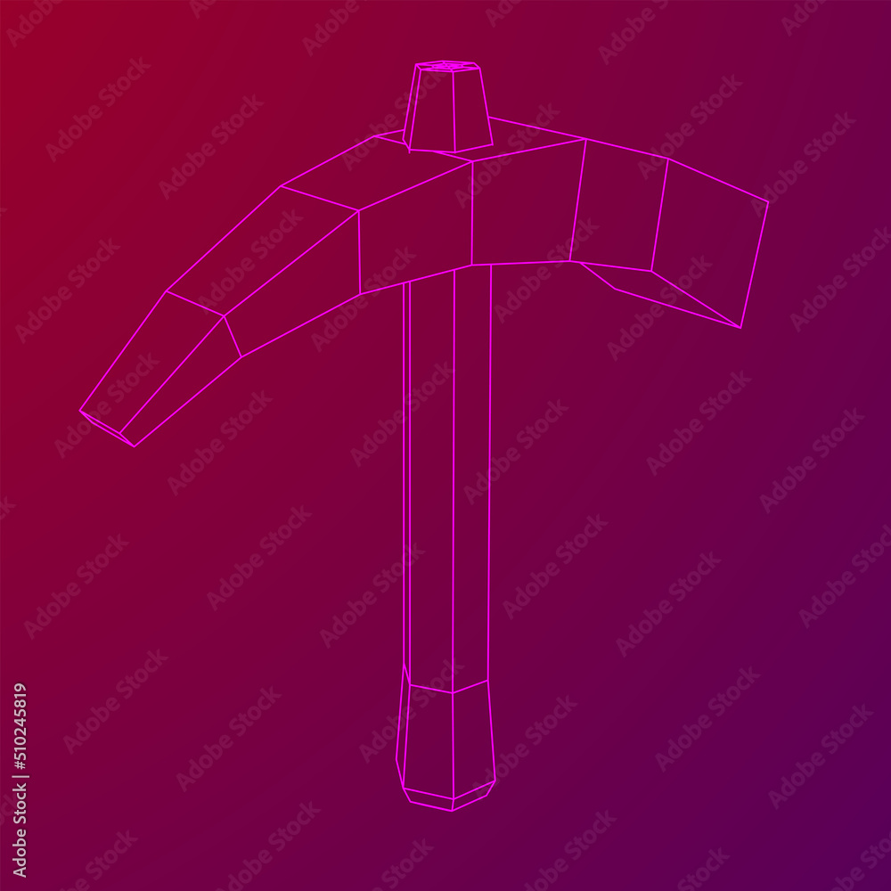 Obraz premium Pickaxe for extraction. Miners hand tool. Wireframe vector illustration