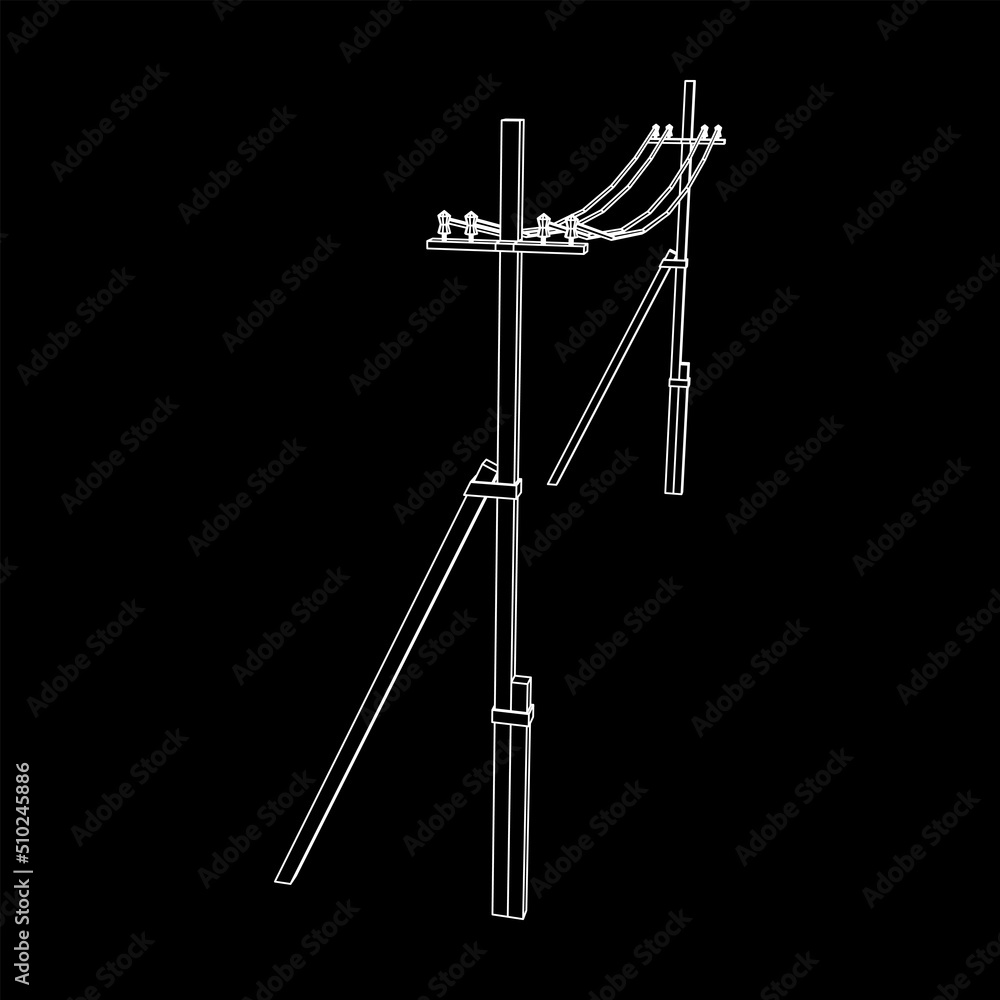 Electrical transmission tower pylon. Wireframe vector illustration Electrical transmission tower pylon. Wireframe vector illustration