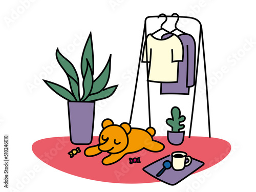 おうちで居眠りするクマ
