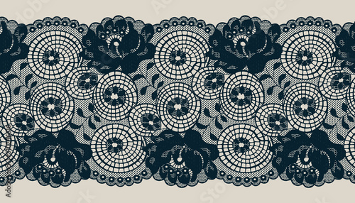 Wide Lace Ribbon Trim With Big Flower And Circle