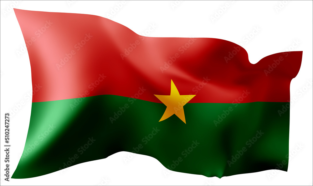 Naklejka premium Flag of the Burkina Faso waving in the wind.