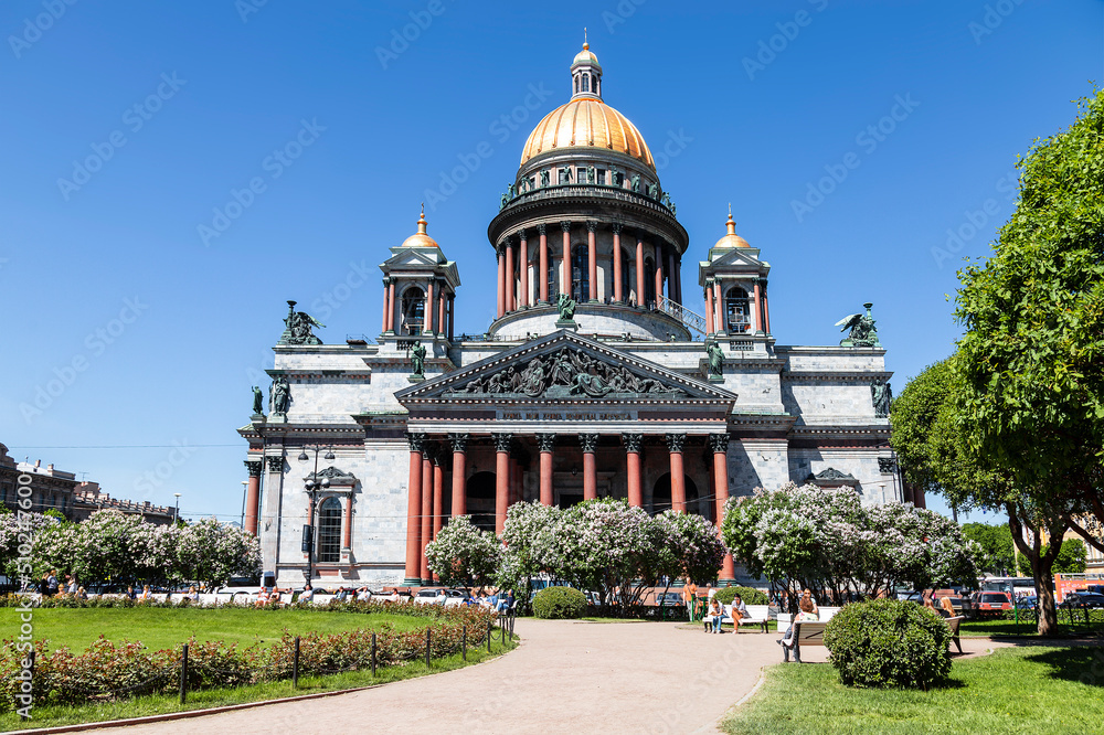 View of the largest Orthodox church in St. Petersburg St. Isaac's Cathedral on St. Isaac's Square, St. Petersburg, Russia