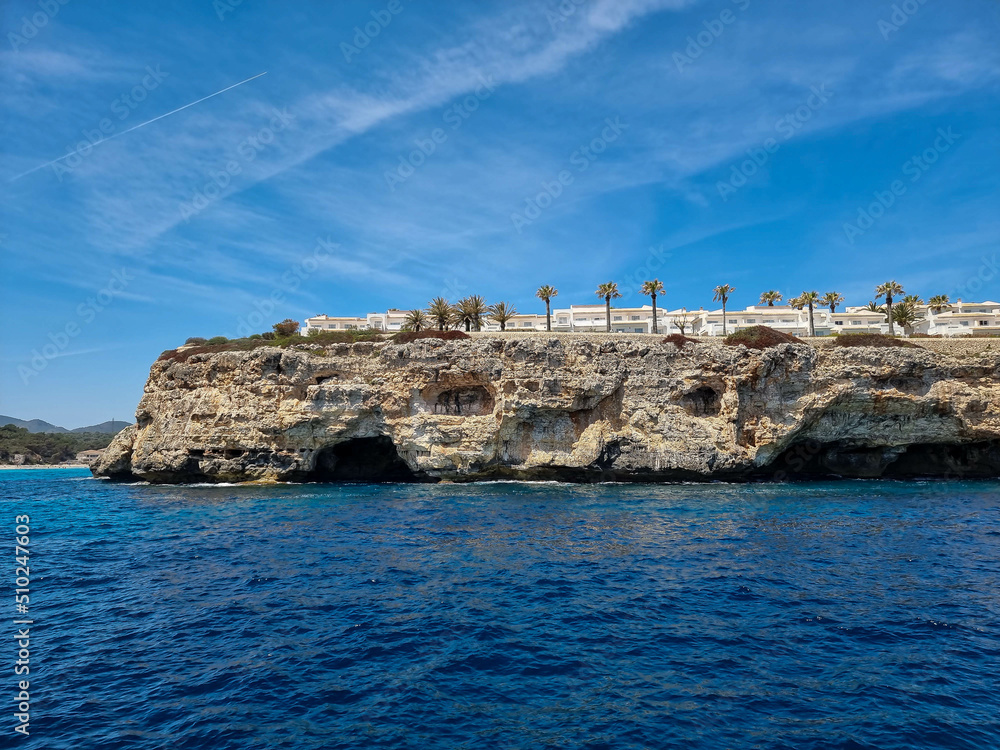 cliffs at cala mendia, mallorca spain near the city of porto christo