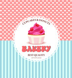 Bakery cupcake banner, poster design. 