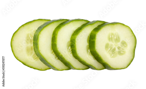 sliced cucumber path isolated on white