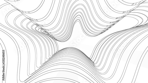 Abstract sketch background curved pattern 3d render