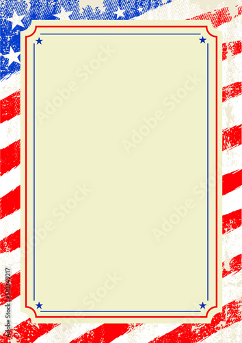 Background US Letter.
A vintage american poster with an empty frame for your message.