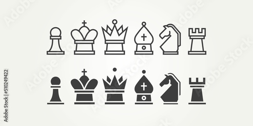 Fotografiet minimalist collection of chess piece design element for gaming app icon logo template vector illustration design