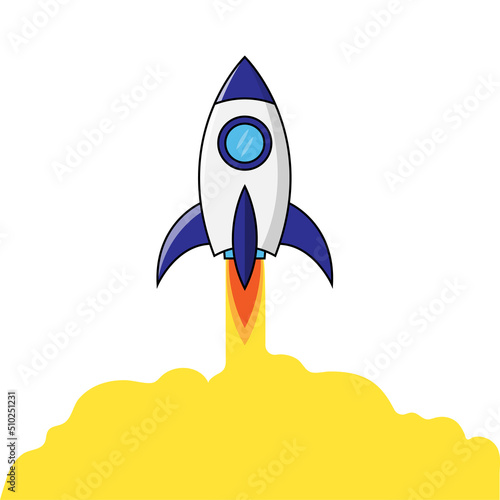 Rocket with smoke cartoon vector icon illustration photo