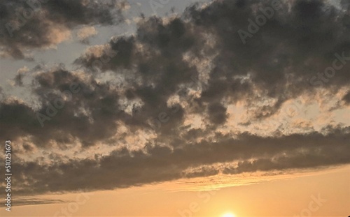 black clouds in the sunset sky