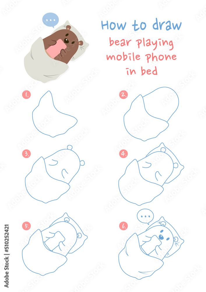 How To Draw A Fat Bear Playing Mobile Phone In Bed Vector Illustration how-to-draw-a-fat-bear-playing-mobile-phone-in-bed-vector-illustration