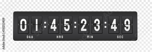 Countdown timer day. Graphic elements for promotions and lotteries. Special offer for customers. Deadline and timer for responsible and hardworking employees. Realistic flat vector illustration
