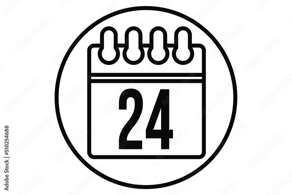 Day 24. Simple calendar vector for day 24. Calendar page with circle on white background. Day 24. Simple calendar vector for day 24. Calendar page with circle on white background.