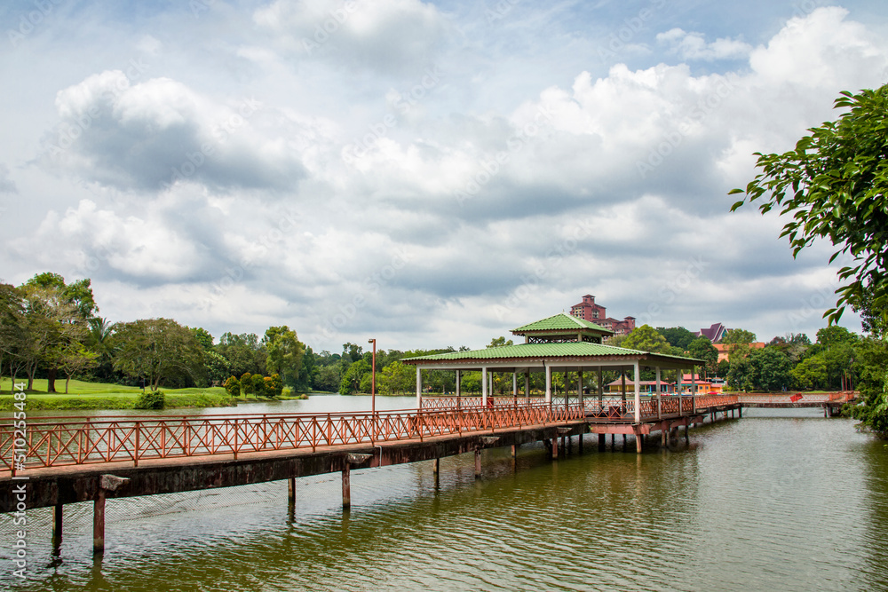 the boardwalk in the lake of  zoo Melaka.
It is the second-largest zoo in Malaysia. 