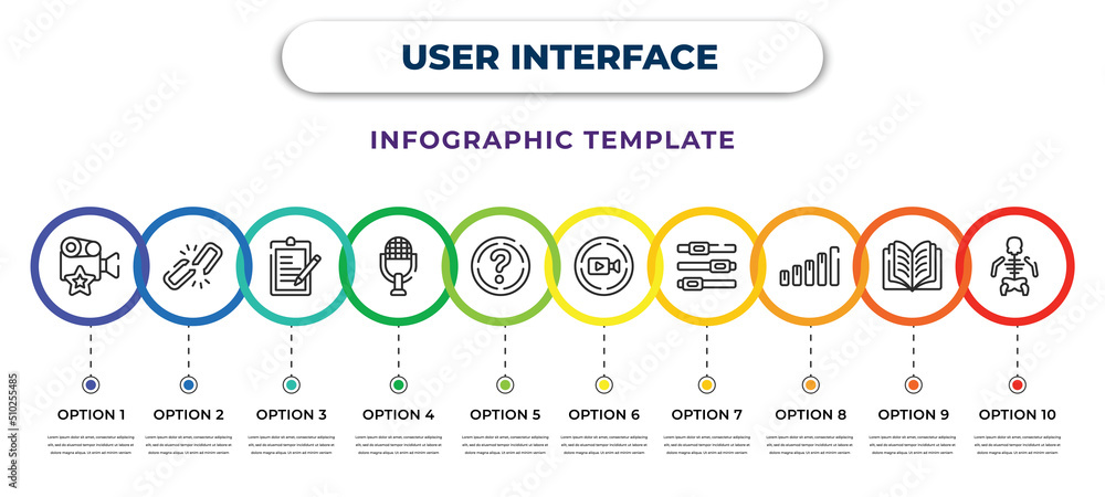 user interface infographic design template with cinema star ...