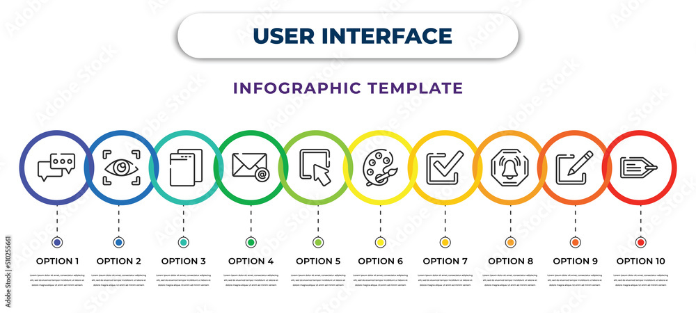 user interface infographic design template with two chat bubbles eye user interface infographic design template with two chat bubbles eye