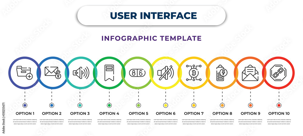 user interface infographic design template with add folder button ...