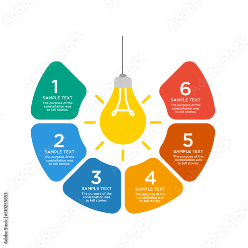 flat bulb light with circle infographic vector template design