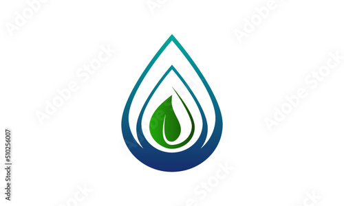 Eco water logo iconic. Branding for bio organic company, water purity, environment, herbal, health, spa, botanical, ecology, etc. Isolated logo vector inspiration. Graphic designs photo