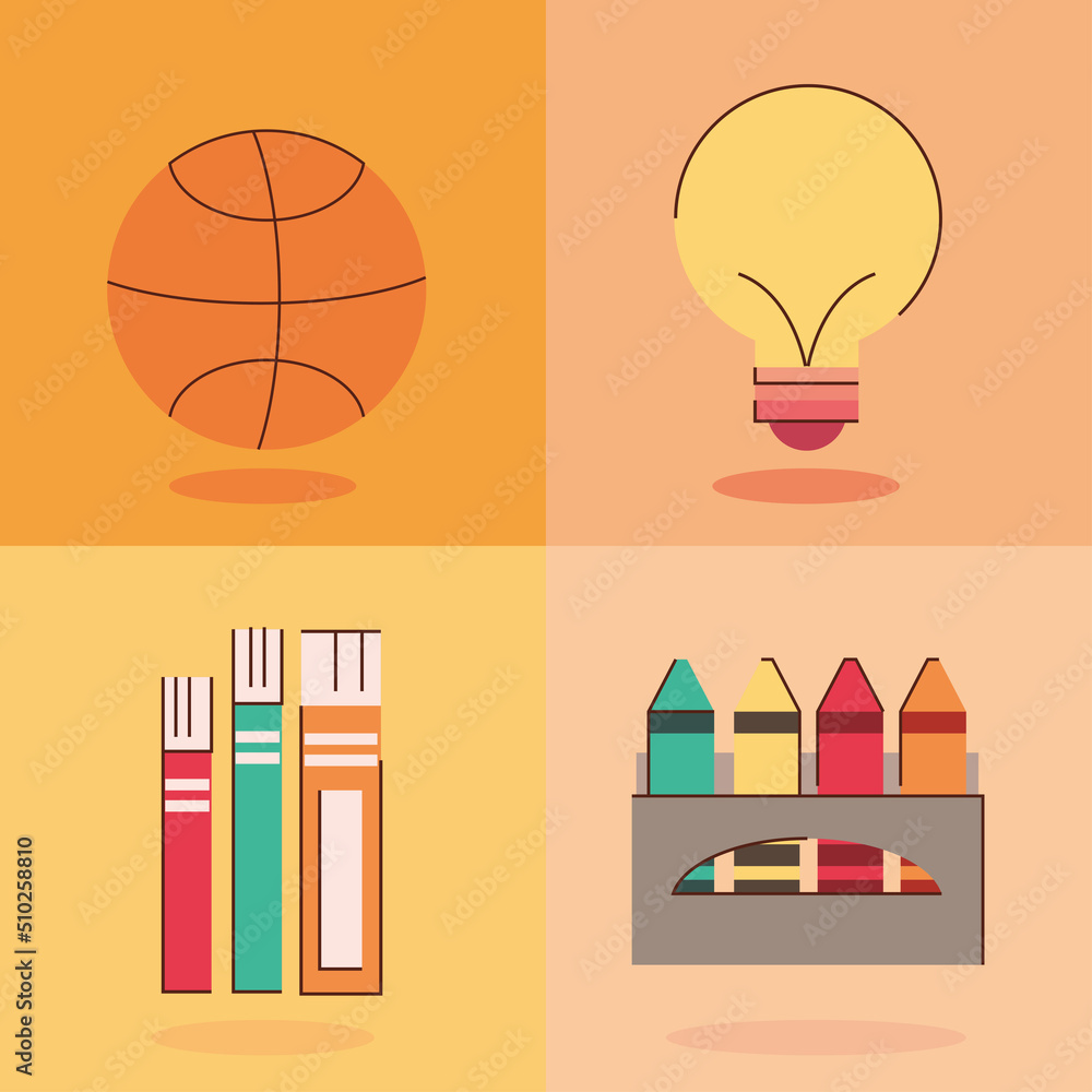 Obraz premium school supplies cartoon