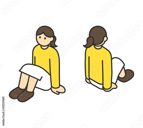 アイソメの全身イラスト素材