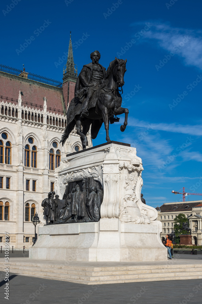 The bronze equestrian statue of Count Gyula Andrassy
