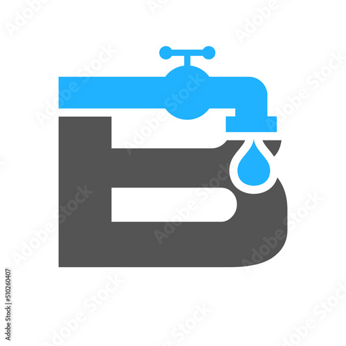 Letter B Plumber Logo Design. Plumbing Water with Letter B Logo Template
