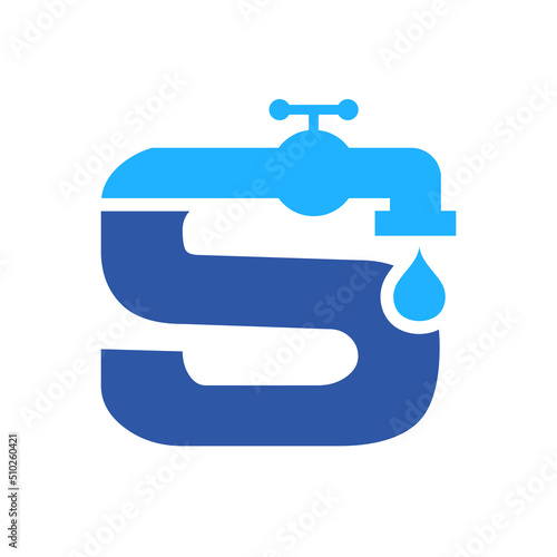 Letter S Plumber Logo Design. Plumbing Water with Letter S Logo Template