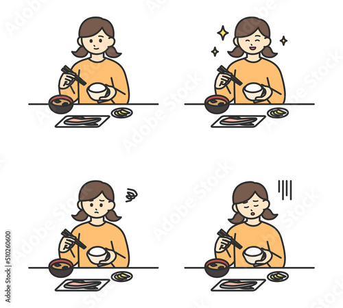 食事をする女の子のイラスト素材
