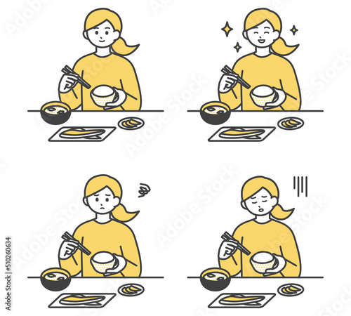 食事をする女性のイラスト素材