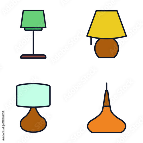 Lighting and Lamps set icon symbol template for graphic and web design collection logo vector illustration
