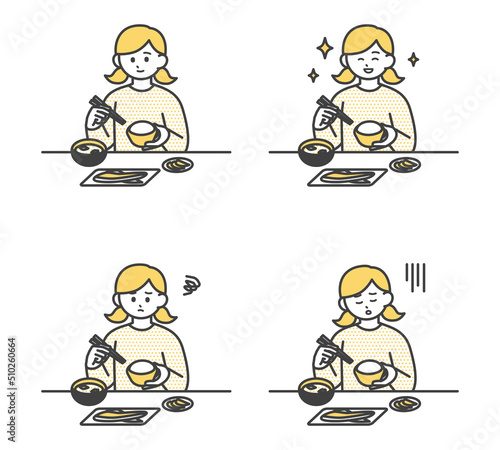 食事をする女の子のイラスト素材