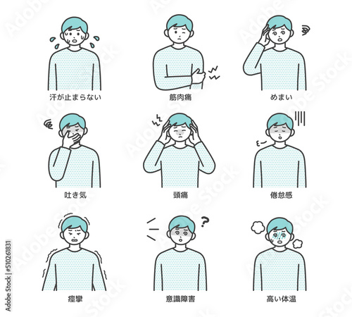 熱中症の症状のイラスト素材