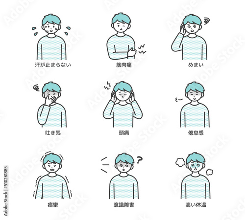 熱中症の症状のイラスト素材
