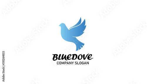 Creative Flying Blue Pigeon Dove Bird Vector Logo Design Symbol Icon Illustration