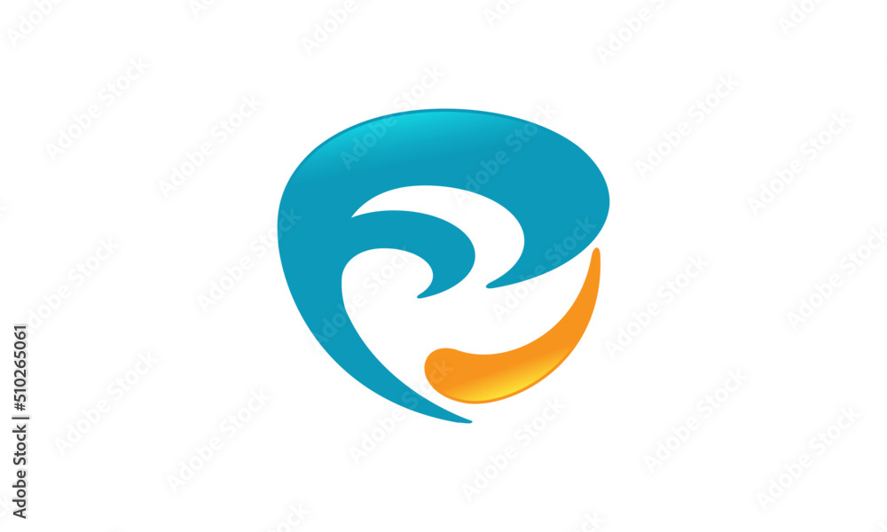 Letter F Waves Illustration Logo Vector