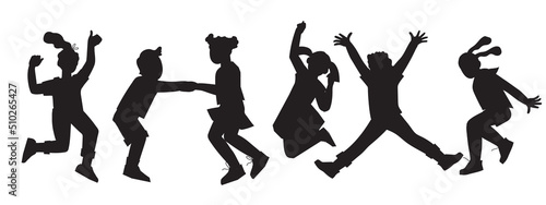 Fotografia Black silhouette of children jumping for joy