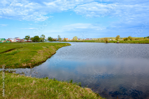 landscape with river and blue sky