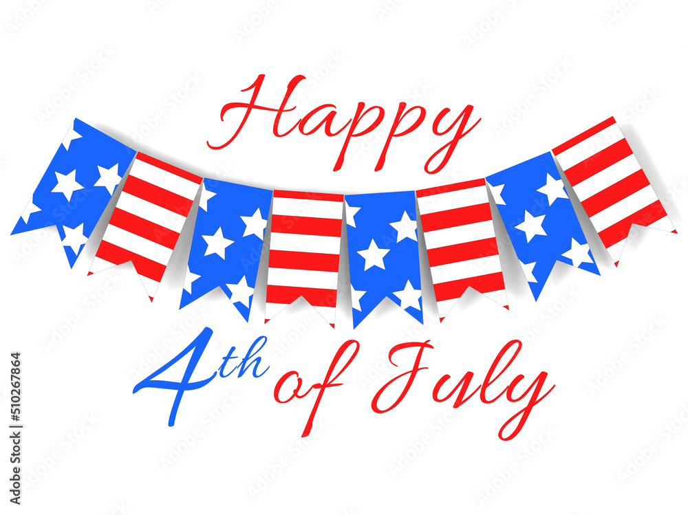 america with flag and happy independence day 4th of july 3d render