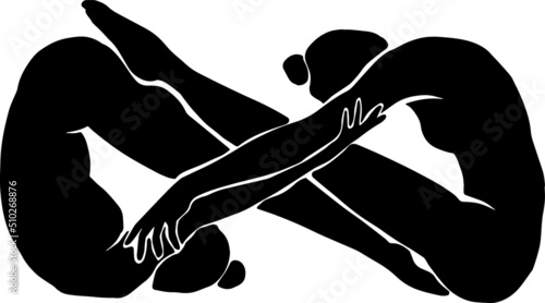 Infinity magic symbol. Woman twins body silhouette. 