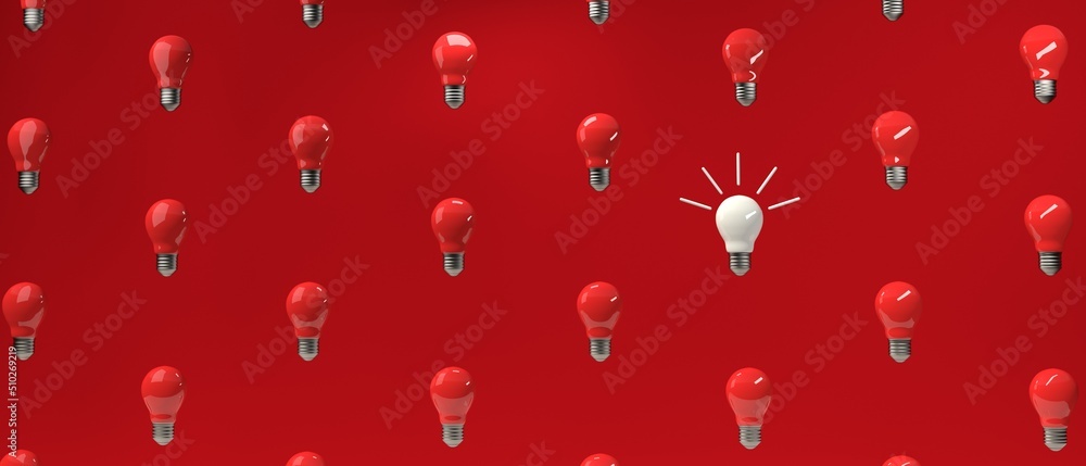 One out unique idea light bulb - 3D render One out unique idea light bulb - 3D render